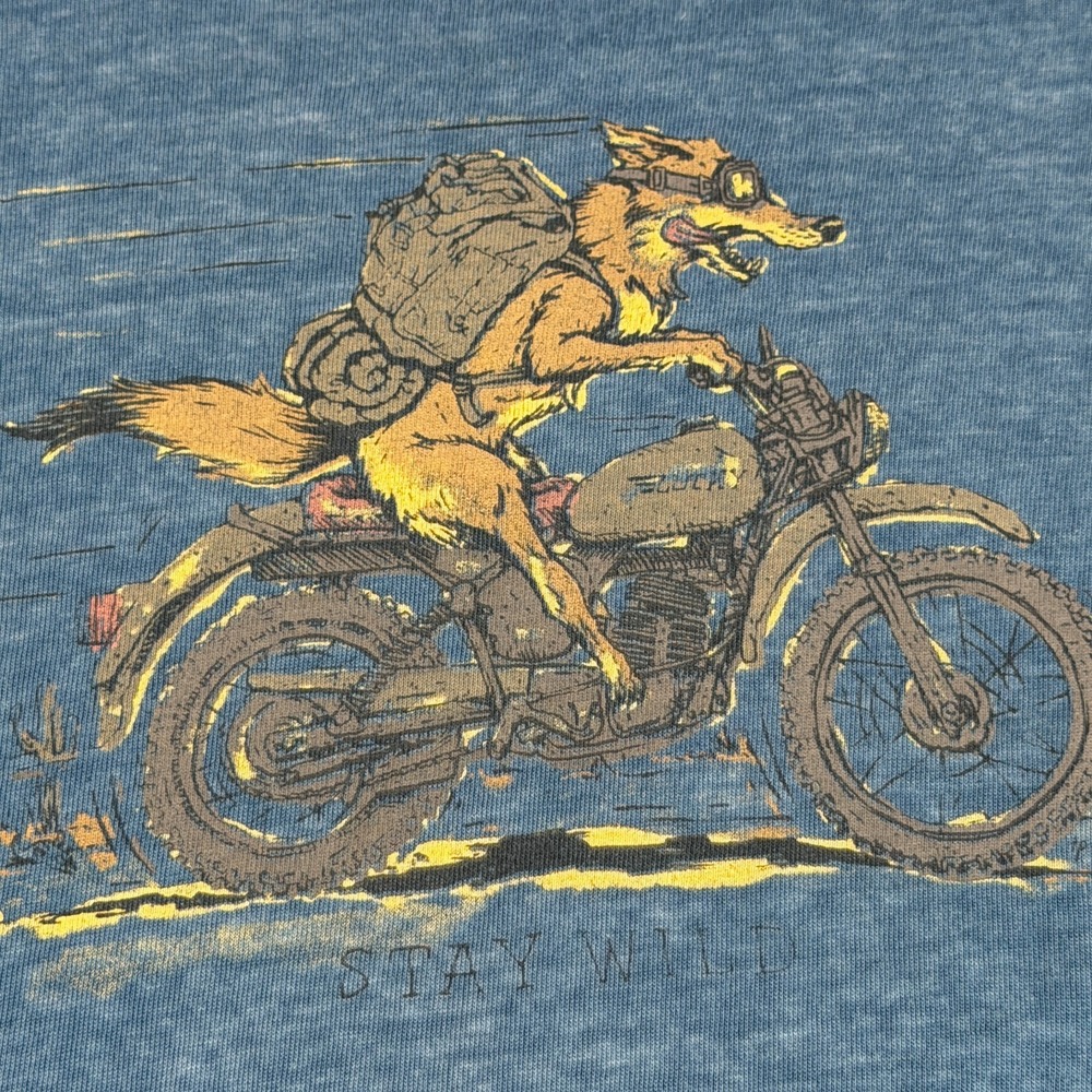 Lucky Brand Venice Burnout T Shirt Mens XXL Stay Wild Coyote Motorcycle Graphic
